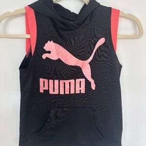 NWT Puma Girls Sleeveless Hoodie • Black & Pink